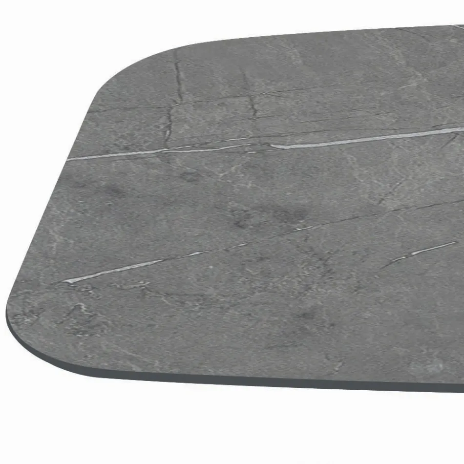 Mesa fija con base de acero negro y tapa laminada Made in Italy - Gafas Viadurini