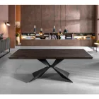 Mesa Fija con Base de Metal y Tapa de Roble Chapado - Azul Marino Viadurini