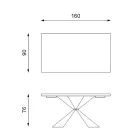 Mesa Fija con Base de Metal y Tapa de Roble Chapado - Azul Marino Viadurini