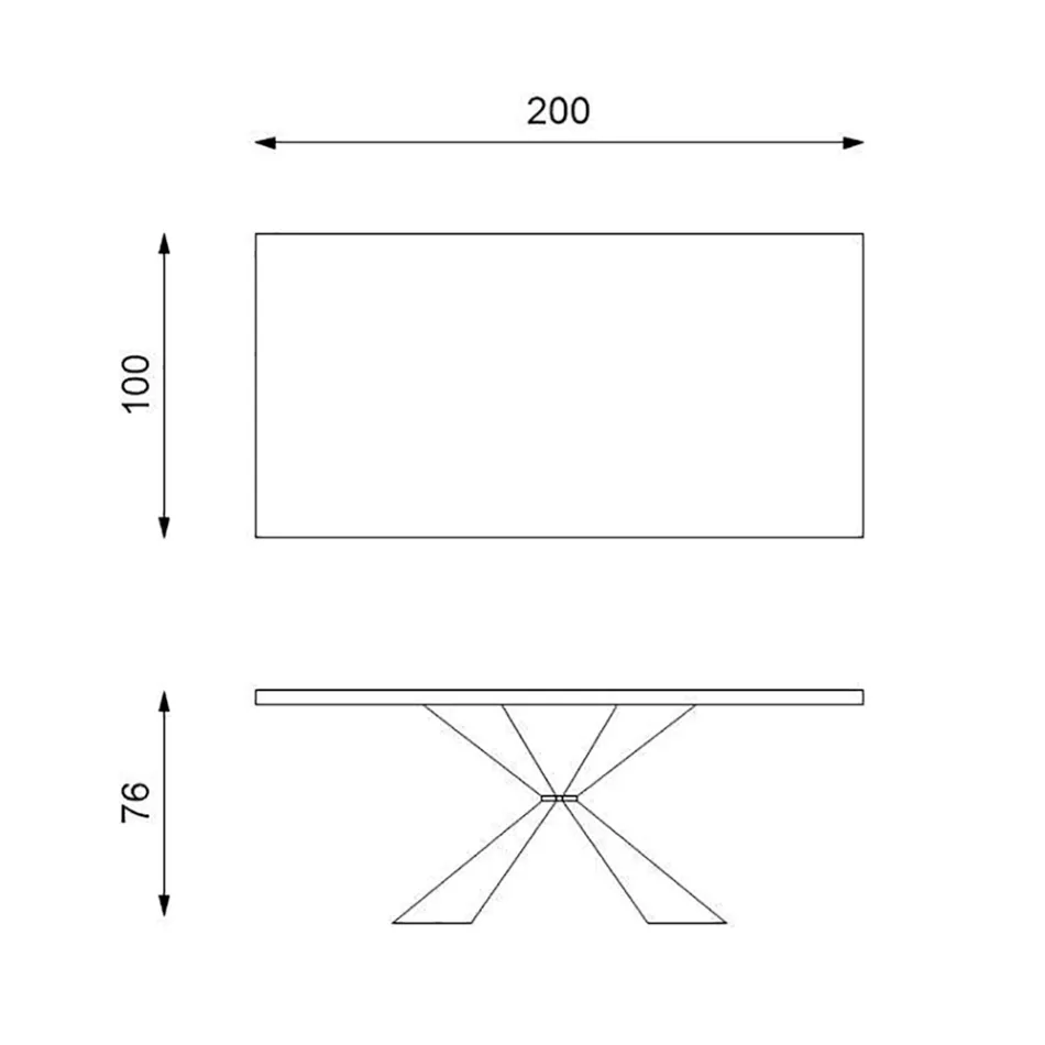 Mesa Fija con Base de Metal y Tapa de Roble Chapado - Azul Marino Viadurini