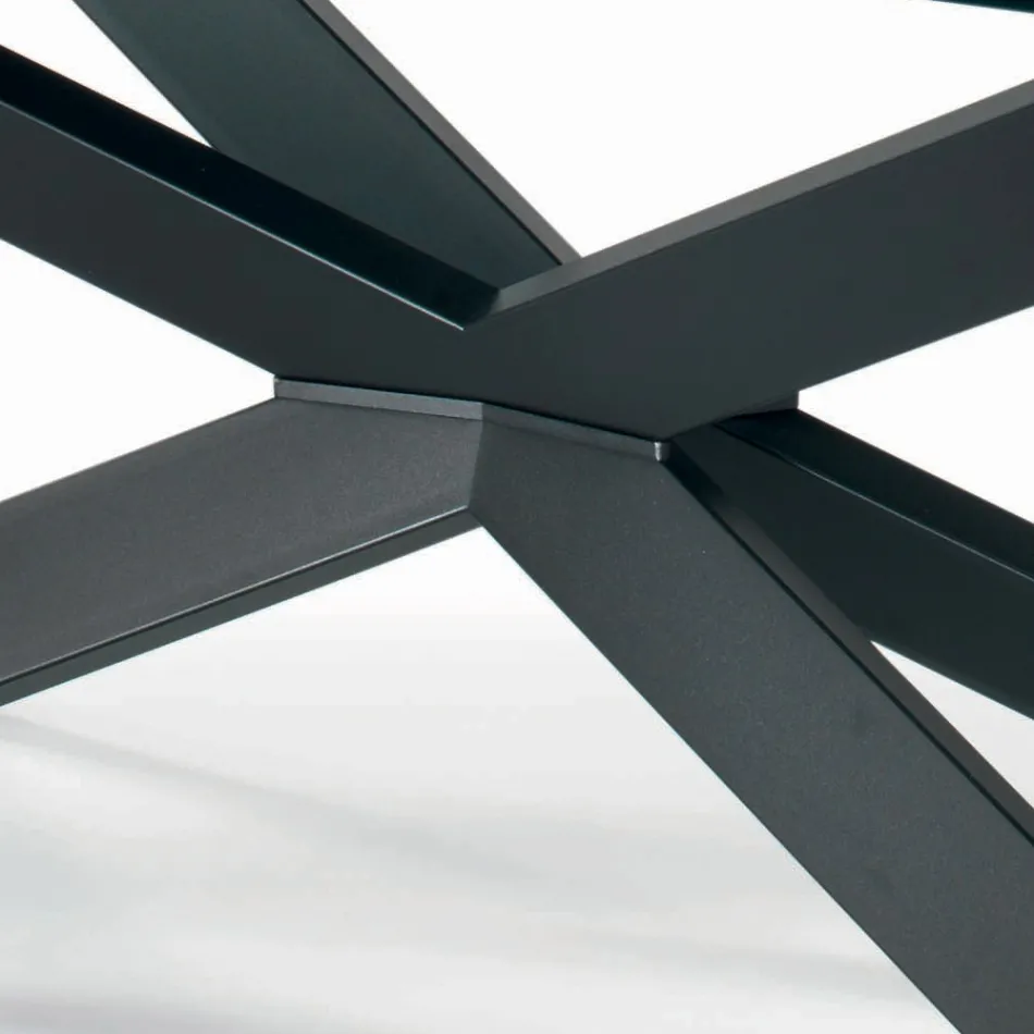 Mesa Fija con Borde Invertido en Vidrio Extraclaro y Acero Made in Italy - Grotta Viadurini