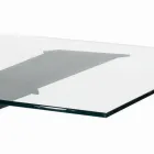 Mesa Fija con Borde Invertido en Vidrio Extraclaro y Acero Made in Italy - Grotta Viadurini
