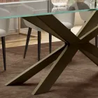 Mesa Fija con Borde Invertido en Vidrio Extraclaro y Acero Made in Italy - Grotta Viadurini