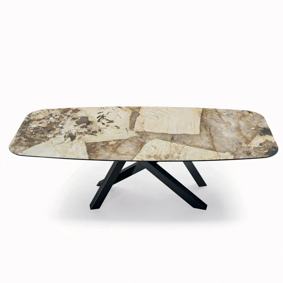 Mesa fija con tapa en forma de barril de cerámica Made in Italy - Settimmio Viadurini