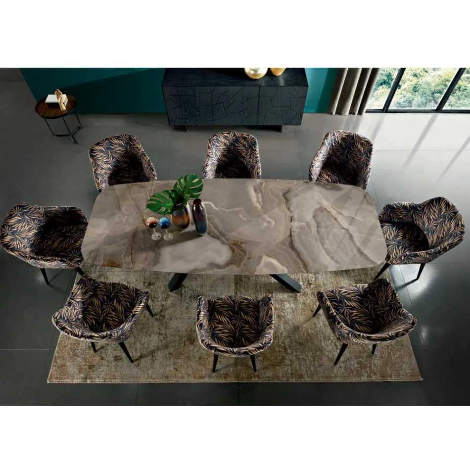 Mesa fija con tapa en forma de barril de cerámica Made in Italy - Settimmio Viadurini