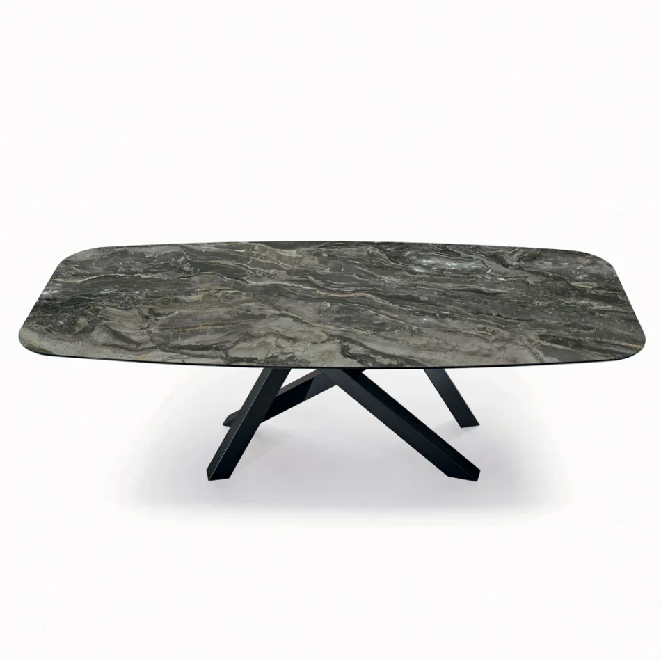 Mesa fija con tapa en forma de barril de cerámica Made in Italy - Settimmio Viadurini