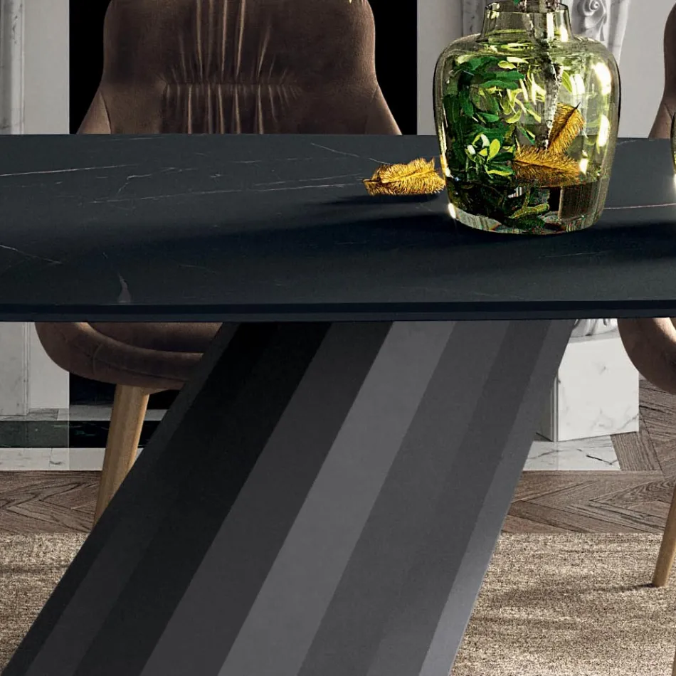 Mesa Fija con Tapa Laminada en Forma de Barril Made in Italy - Pantalones Viadurini