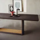 Mesa Fija con Tapa Biselada y Base Bicolor Made in Italy - Jadis Viadurini