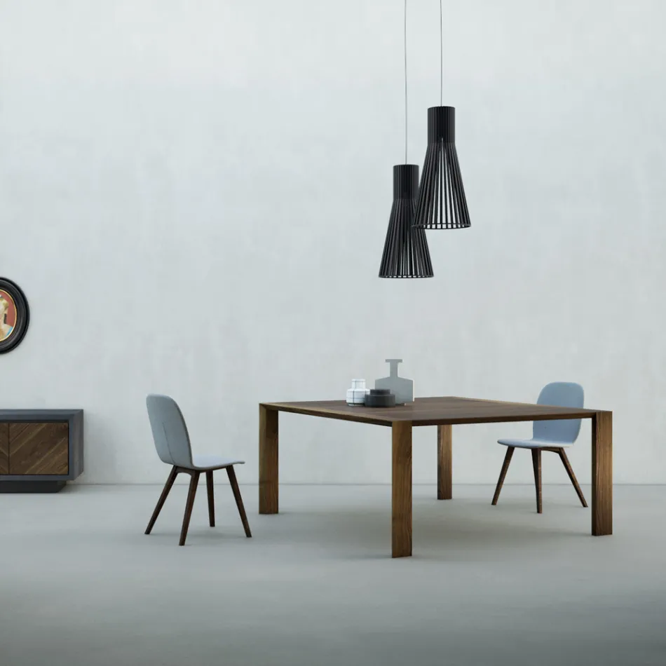 Mesa fija con tapa biselada en nogal Canaletto Made in Italy - Caspian Viadurini