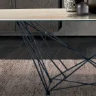 Mesa fija con tapa de cerámica barril y base de acero Made in Italy - Ezzellino Viadurini