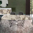 Mesa fija con tapa de cerámica barril y base de acero Made in Italy - Ezzellino Viadurini