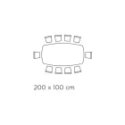 Mesa fija con tapa de cristal en forma de barril y base de acero Made in Italy - Ezzellino Viadurini