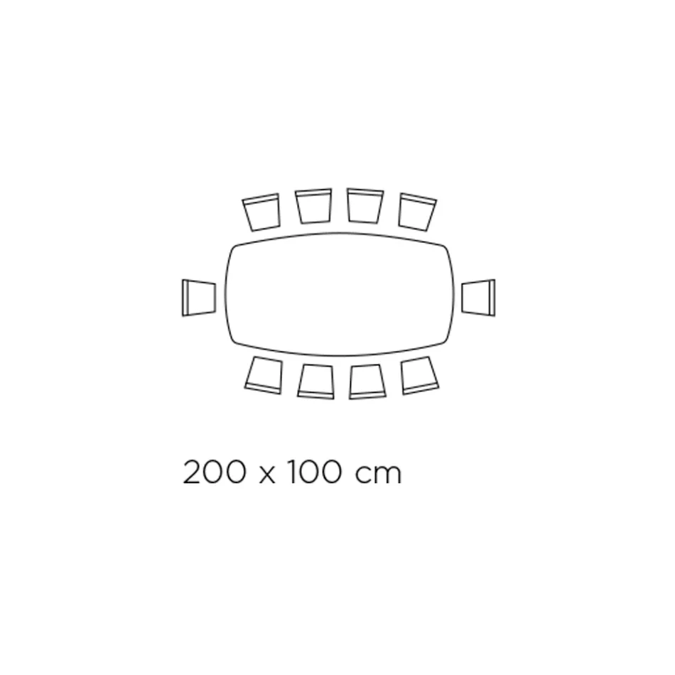 Mesa fija con tapa de cristal en forma de barril y base de acero Made in Italy - Ezzellino Viadurini