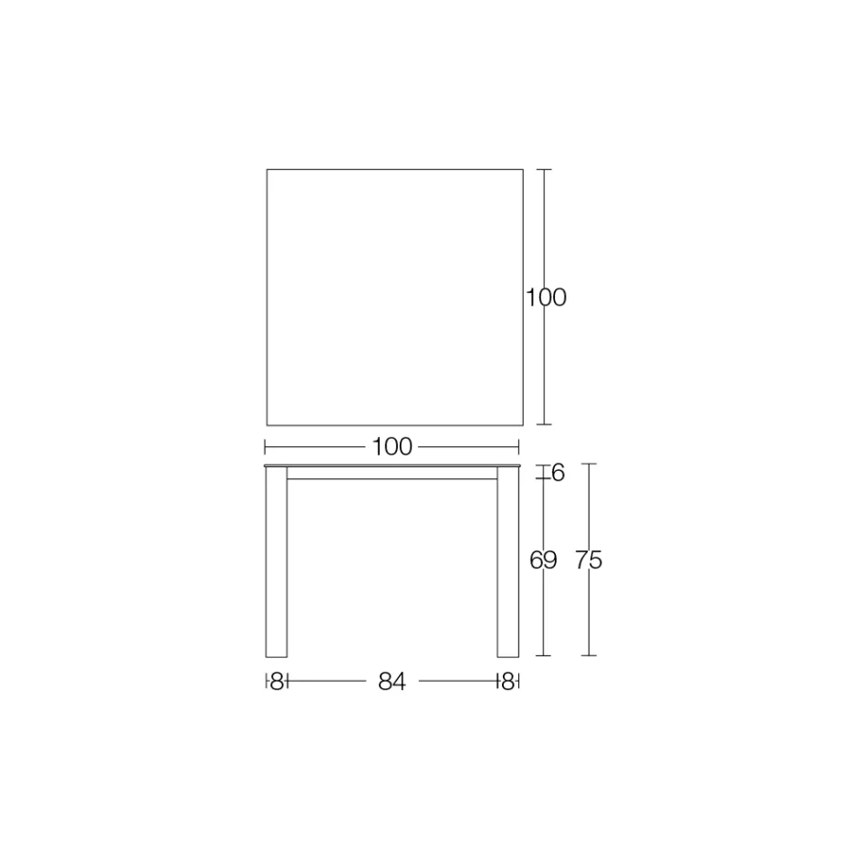Mesa Fija Exterior en Hpl Alicante y Base Metal Fabricada en Italia - Carl Viadurini