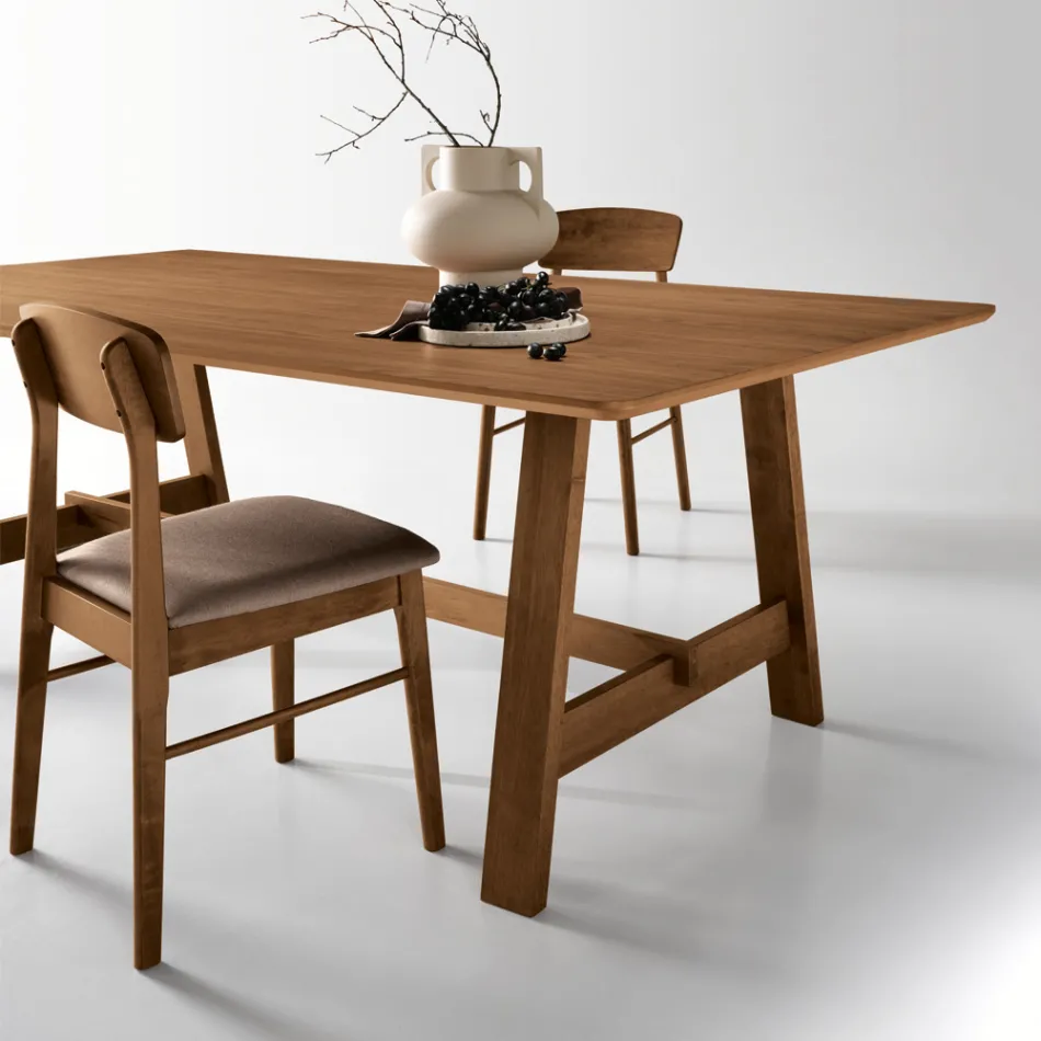 Mesa fija para ocho personas con acabado en MDF en dos colores - Talia Viadurini