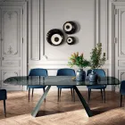 Mesa de Comedor Fija con Tapa en Forma de Barril de Cerámica Made in Italy - Vidrios Viadurini