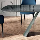 Mesa de Comedor Fija con Tapa en Forma de Barril de Cerámica Made in Italy - Vidrios Viadurini
