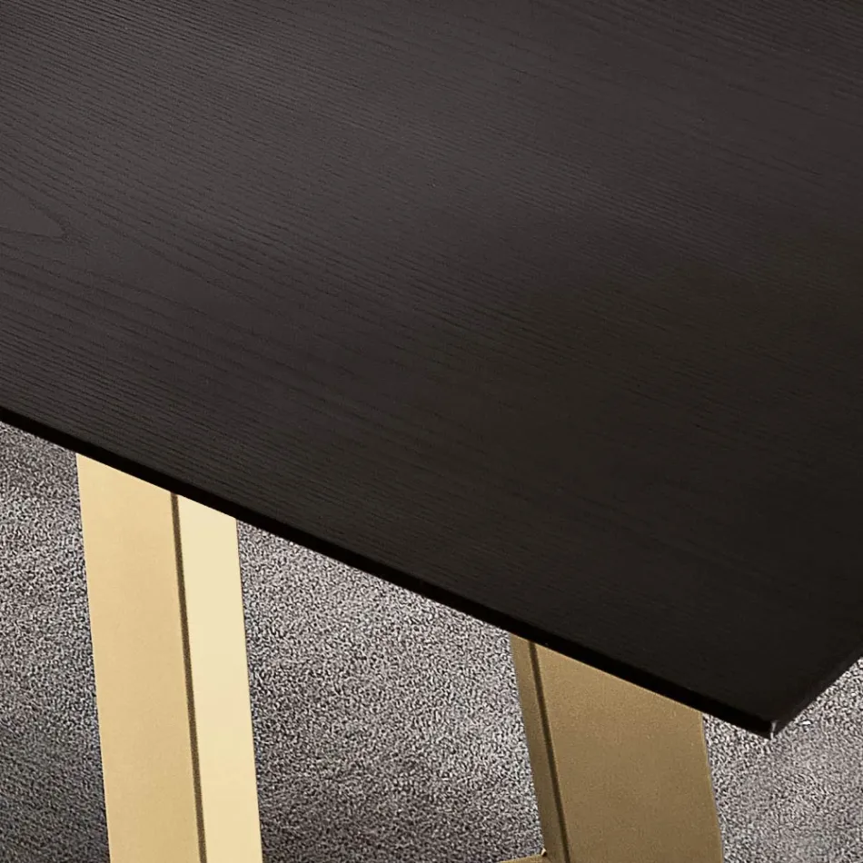 Mesa de Comedor Fija con Tapa de Madera Chapada Made in Italy - Tecna Viadurini