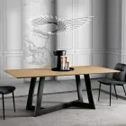 Mesa de Comedor Fija con Tapa de Madera Chapada Made in Italy - Tecna Viadurini