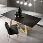 Mesa de Comedor Fija con Tapa de Madera Chapada Made in Italy - Tecna Viadurini