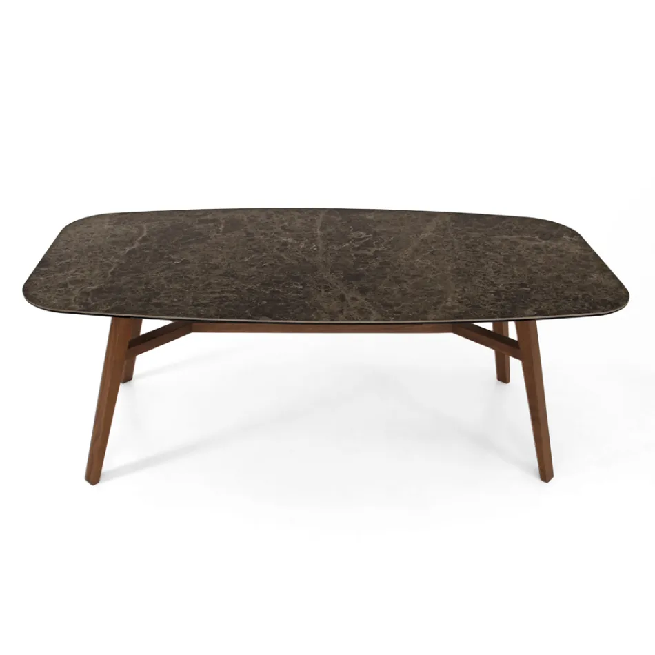 Mesa de comedor fija en cerámica Emperador pulida Made in Italy - Norte Viadurini