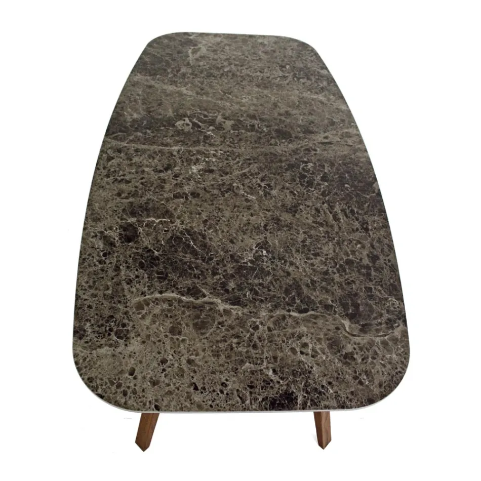 Mesa de comedor fija en cerámica Emperador pulida Made in Italy - Norte Viadurini