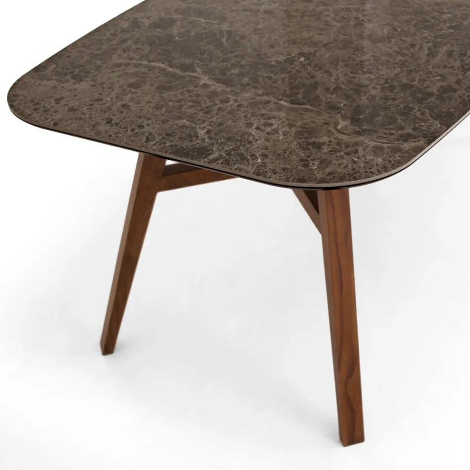 Mesa de comedor fija en cerámica Emperador pulida Made in Italy - Norte Viadurini