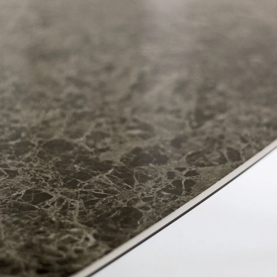 Mesa de comedor fija en cerámica Emperador pulida Made in Italy - Norte Viadurini