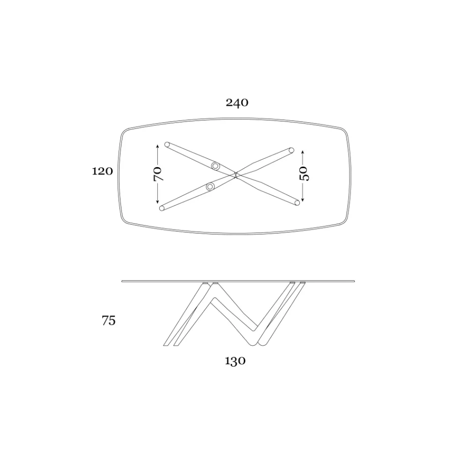 Mesa de Comedor Fija en Vidrio y Poliuretano Rígido Made in Italy - Lavanda Viadurini