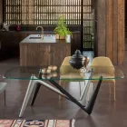 Mesa de Comedor Fija en Vidrio y Poliuretano Rígido Made in Italy - Lavanda Viadurini