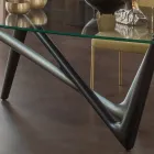 Mesa de Comedor Fija en Vidrio y Poliuretano Rígido Made in Italy - Lavanda Viadurini