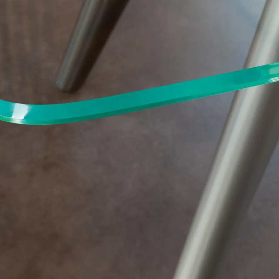 Mesa de Comedor Fija en Vidrio y Poliuretano Rígido Made in Italy - Lavanda Viadurini