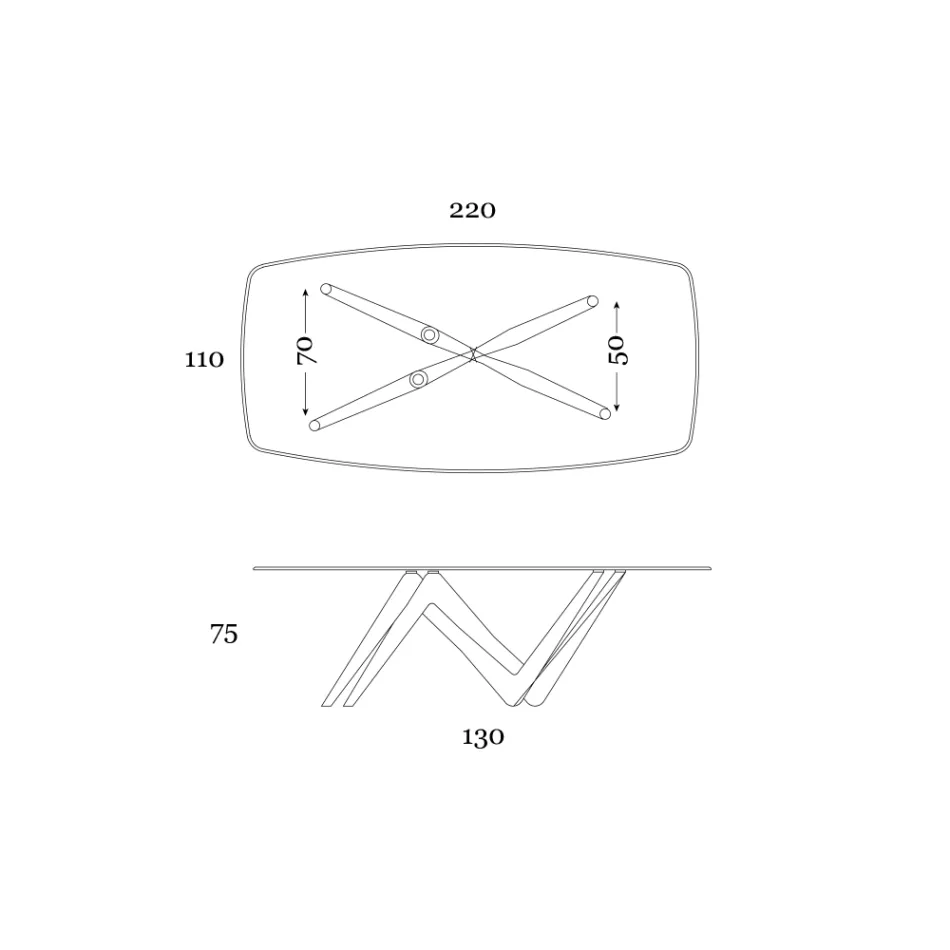 Mesa de Comedor Fija en Vidrio y Poliuretano Rígido Made in Italy - Lavanda Viadurini