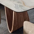 Mesa de salón fija con base de madera Made in Italy - Equatore Viadurini