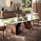 Mesa de salón fija con base de madera Made in Italy - Equatore Viadurini