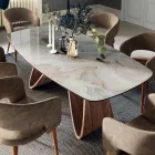Mesa de salón fija con base de madera Made in Italy - Equatore Viadurini