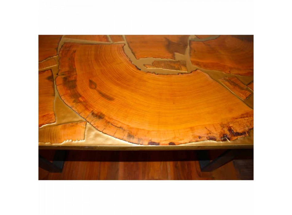 Mesa fija de diseño rectangular de madera y resina hecha en Italia Jam Viadurini