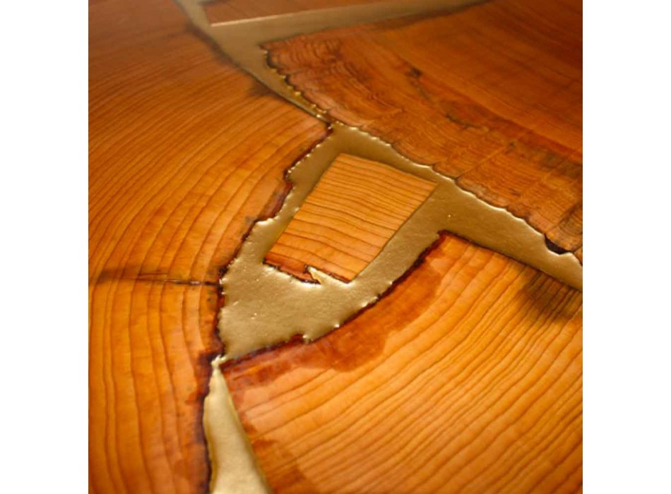 Mesa fija de diseño rectangular de madera y resina hecha en Italia Jam Viadurini