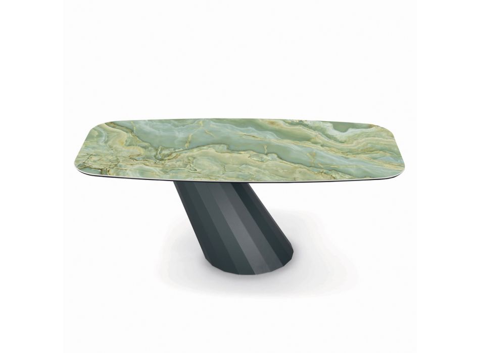 Mesa fija de acero y tapa de cerámica Made in Italy - Pantalones Viadurini