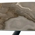 Mesa Fija de Cerámica y Base en Acero Pintado de Negro Made in Italy - Vidrios Viadurini