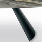 Mesa Fija de Cerámica y Base en Acero Pintado de Negro Made in Italy - Vidrios Viadurini