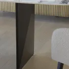 Mesa Fija de Metal y Tapa de Cerámica Arabesca Brillo - Eronte Viadurini