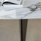 Mesa Fija de Metal y Tapa de Cerámica Arabesca Brillo - Eronte Viadurini