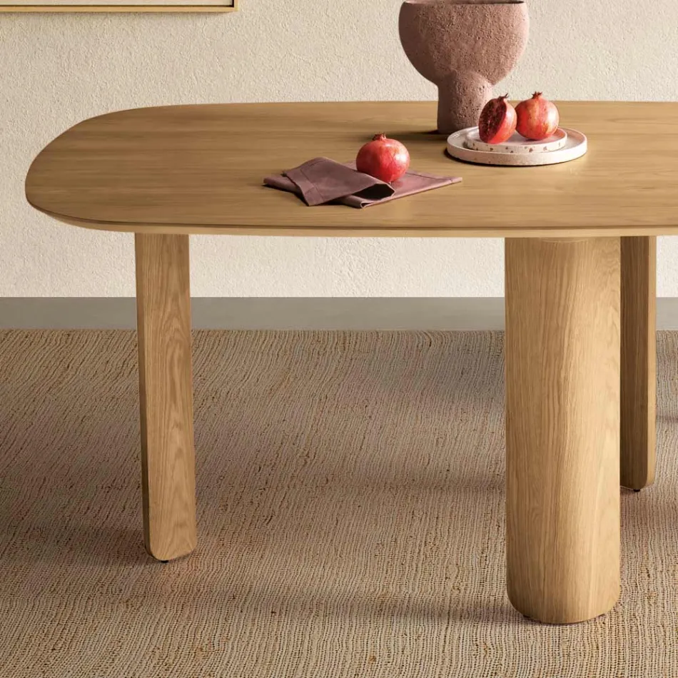Mesa fija en tres colores con acabado efecto madera y dos tamaños - Musa Viadurini