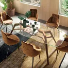 Mesa Fija en Vidrio Extraclaro y Fresno Made in Italy - Norte Viadurini