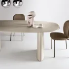 Mesa fija para diez personas con tablero de cristal y base de MDF - Venia Viadurini