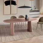 Mesa fija para diez personas con tablero de cristal y base de MDF - Venia Viadurini