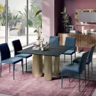 Mesa Cuadrada Fija en Laminado y Acero Made in Italy - Tijeras Viadurini