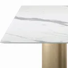Mesa Cuadrada Fija en Laminado y Acero Made in Italy - Tijeras Viadurini
