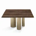 Mesa Cuadrada Fija en Laminado y Acero Made in Italy - Tijeras Viadurini